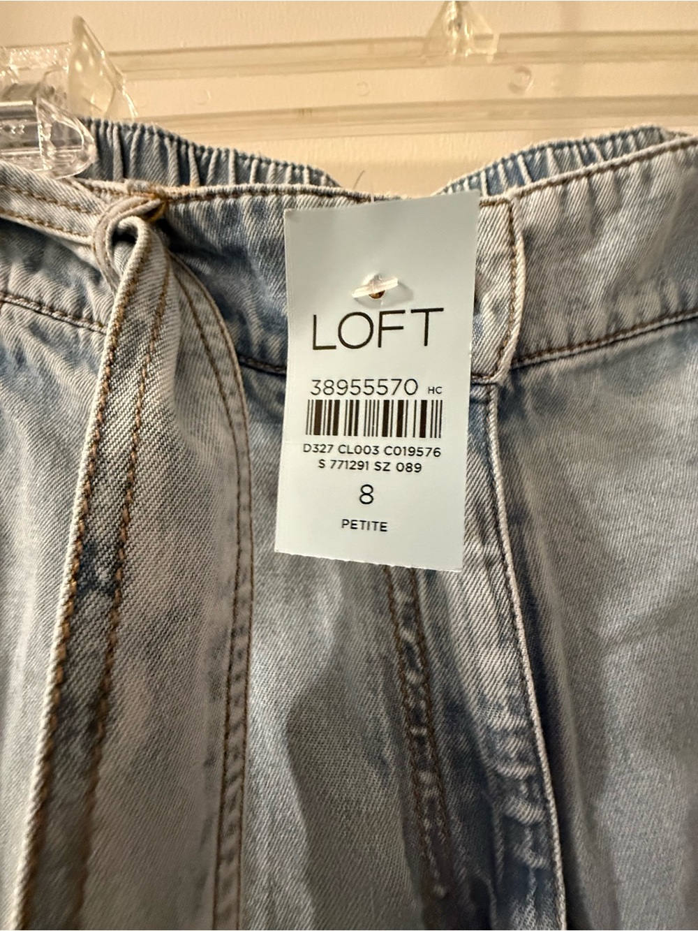 LOFT Light Wash Paperbag Tie-Waist Denim Pants - Light Blue